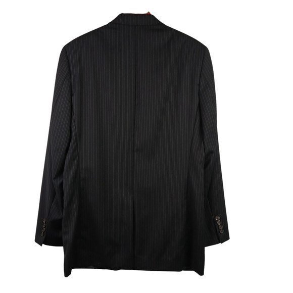 Lauren Ralph Lauren Mens SZ 40L 100% Wool Black Pinstriped 2 Button Blazer - Picture 4 of 8